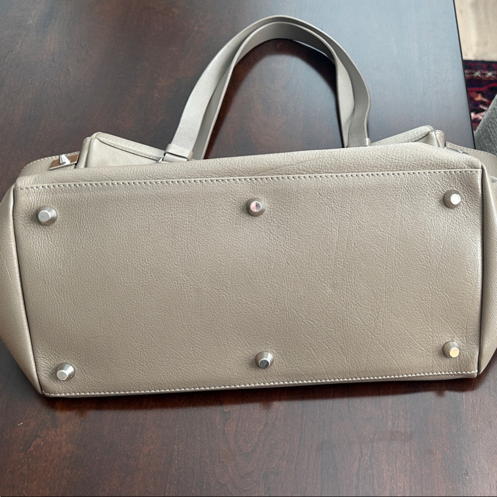 Jimmy Choo Farrah Taupe Leather Designer Tote Bag - Picture 12 of 13